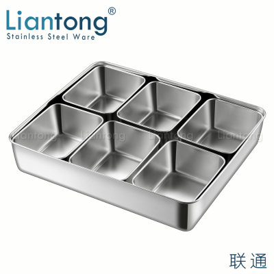 Factory kitchen stainless steel condiment seasoning box container 4 6 8 compartment spice jar storage set Japanese Bento Box