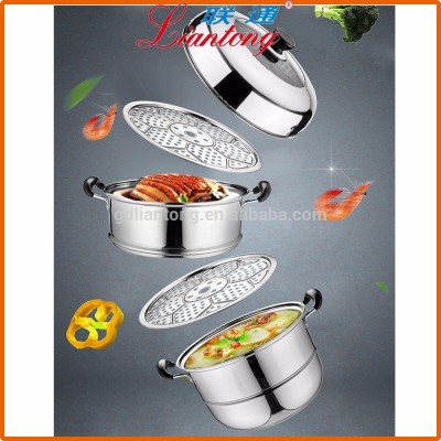 popular layered bottom non stick food display steamer, commercial dumpling steamer with 2 lattices