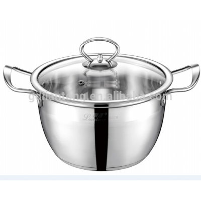 Liantong Stainless Steel Double Bottom Stock pot cooking pot with visible lip