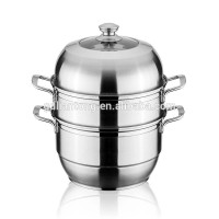 High quality exported Stainless steel 2 tier cooking steamer stock pot with visible lid