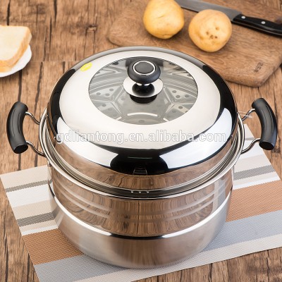 Wholesale high quality Stainless steel cooking steamer pot with visible lid