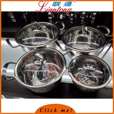 Hot sale 24cm stainless steel boiling pot with glass cover