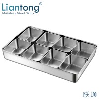 Factory kitchen stainless steel condiment seasoning box container 8 compartment spice jar storage set Japanese Bento Box