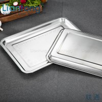 Liantong Stainless Steel LxW 36x27/50x35/60x40cm in 2/4.8/7cm deep buffet bbq baking rectangular food serving tray