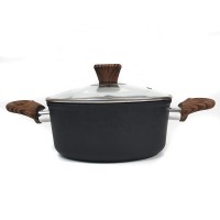 High quality aluminum  marble non stick casserole saucepot cooking pot with glass lid