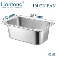 Liantong Factory Hotel Buffet Equipment 1/4 Size Stainless Steel 201 304 Ice Cream Gastronorm Container GN Food Pan